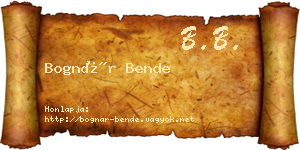 Bognár Bende névjegykártya